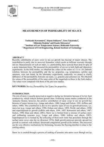 measurements of permeability of sea ice - Clarkson University