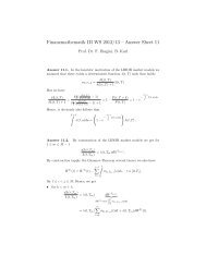 Finanzmathematik III WS 2012/13 â Answer Sheet 11