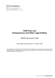 VUB Price List Entrepreneurs and Other Legal Entities
