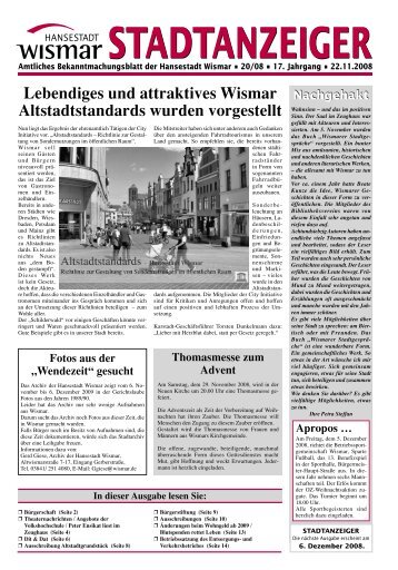Stadtanzeiger 20/2008 [PDF, 2,8 MB] - Hansestadt Wismar