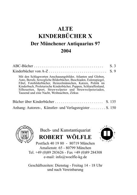 ALTE KINDERBÃœCHER X ROBERT WÃ–LFLE - Antiquariat Robert ...