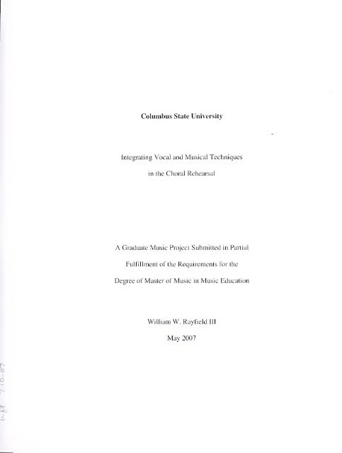 Integrating Vocal and Musical Techniques - Columbus State University