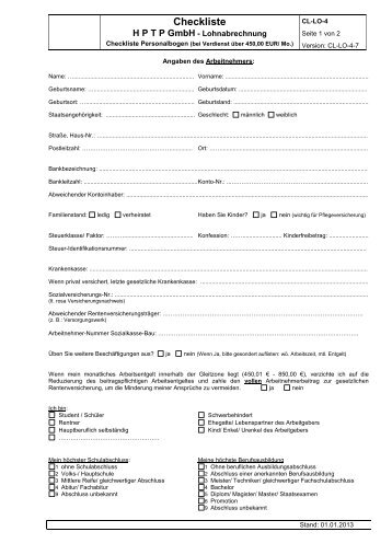 Checkliste - HPTP GmbH