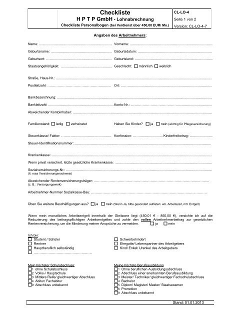 Checkliste - HPTP GmbH