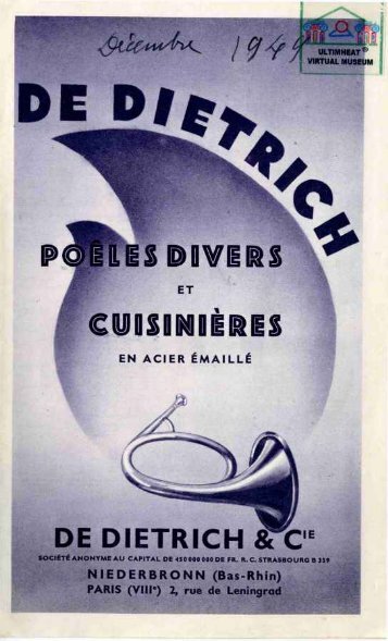 DE DIETRICH, poeles et cuisiniÃ¨res, 1949 - Ultimheat