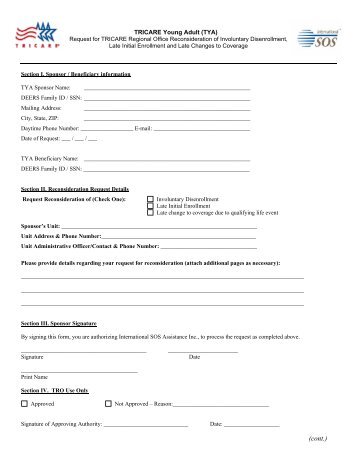 reconsideration request form - TRICARE Overseas