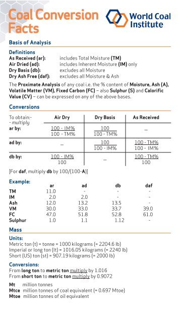 WCA Coal Conversion Facts fact card (2007) - World Coal Association