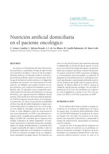NutriciÃ³n artificial domiciliaria en el paciente oncolÃ³gico - Sociedad ...