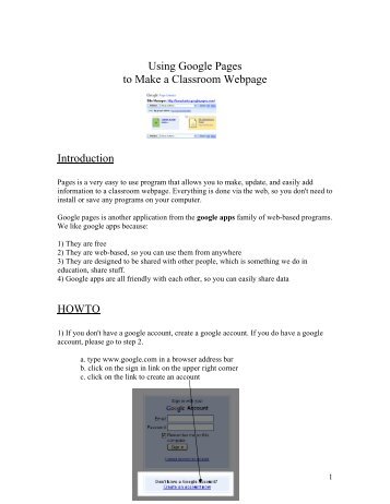 Using Google Pages to Make a Classroom Webpage Introduction ...