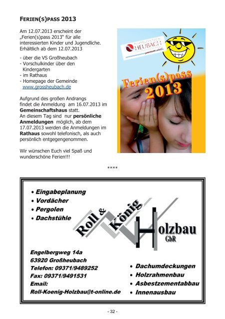GroÃheubacher Nachrichten Ausgabe 13-2013 - STOPTEG Print ...