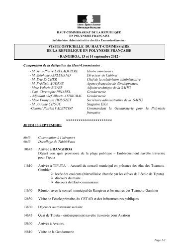 Programme public Visite officielle HC Rangiroa -13 et 14 sept 2012