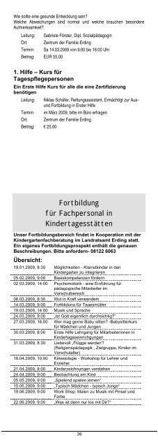 Februar bis August 2009 Programmheft - Zentrum der Familie Erding