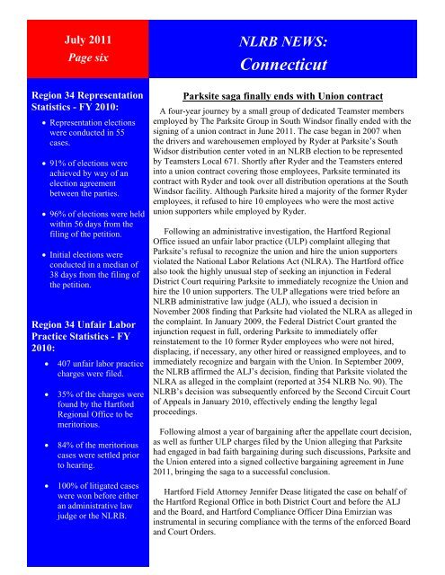 NLRB NEWS: CONNECTICUT - National Labor Relations Board