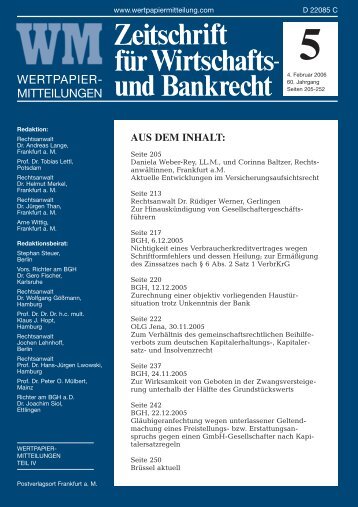 aus dem inhalt - WM Wirtschafts- und Bankrecht