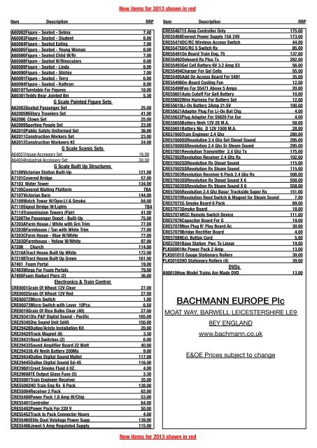 AristoCraft G Scale 2013 Price List - Bachmann