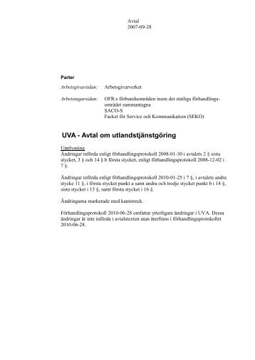 UVA - Avtal om utlandstjÃ¤nstgÃ¶ring - Arbetsgivarverket