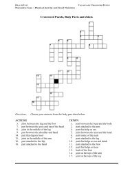 Crossword Puzzle, Body Parts and Joints ACROSS DOWN - LINCS