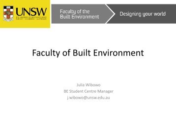 Faculty of Built Environment - UNSW International