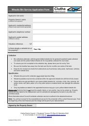 Wheelie Bin Service Application Form - Clutha District Council