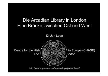 Die Arcadian Library in London Eine Brücke zwischen ... - Wolfsberg
