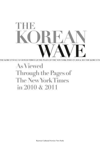 The Korean Wave 2010-2011 - Korean Cultural Service
