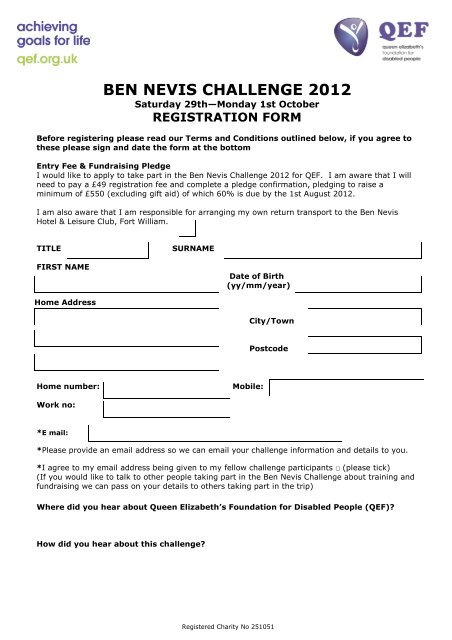 Ben Nevis Challenge Registration Form 09 05 12 FINAL - QEF