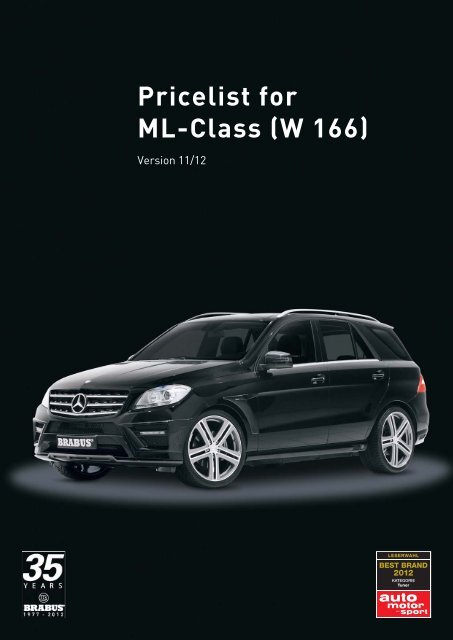 Pricelist for ML-Class (W 166) - Lenartowicz