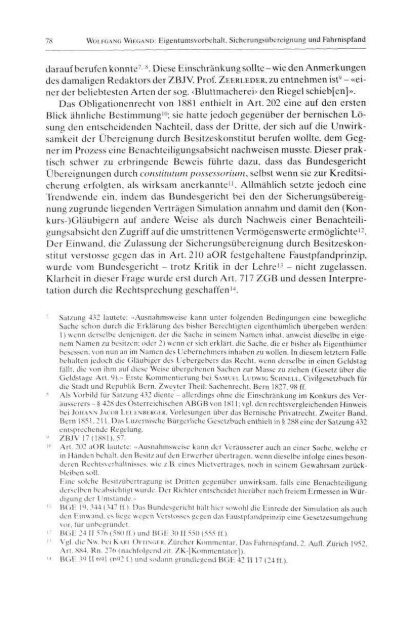 Eigentumsvorbehalt, Sicherungsübereignung und Fahrnispfand