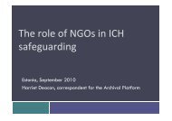 The role of NGOs in ICH safeguarding