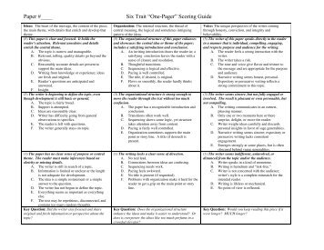 Paper #____ Six Trait âOne-Pagerâ Scoring Guide - CASD