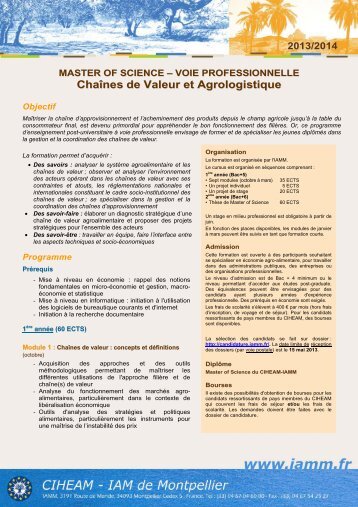 ChaÃ®nes de Valeur et Agrologistique - Iresa