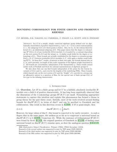 BOUNDING COHOMOLOGY FOR FINITE GROUPS AND ...