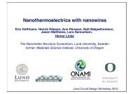 Nanothermoelectrics - Lund Circuit Design Workshop