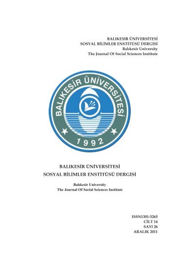 cilt / volume 14 - Sosyal Bilimler EnstitÃ¼sÃ¼ - BalÄ±kesir Ãniversitesi