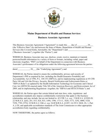 Business Associate Agreement - Maine.gov