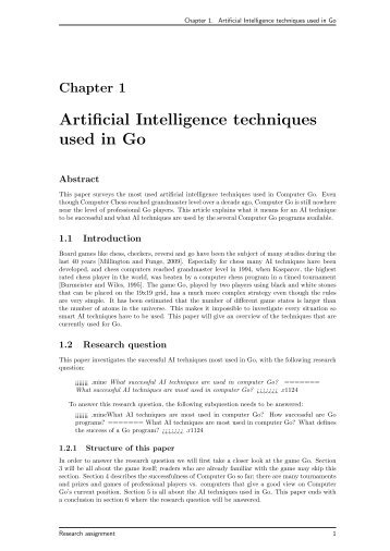 Artificial Intelligence techniques used in Go - Inter-/Actief