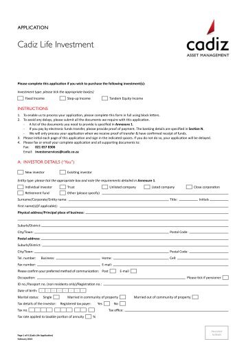 Application Form - Cadiz.co.za