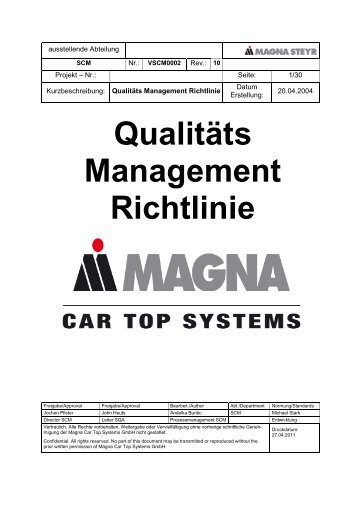 QualitÃ¤ts Management Richtlinie Rev 10 - Magna