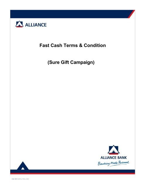 Fast Cash Terms & Condition - Alliance Bank Malaysia Berhad