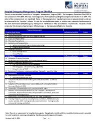 Hospital Emergency Management Program Checklist