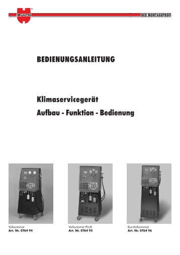 BEDIENUNGSANLEITUNG Klimaservicegerät Aufbau - Funktion ...