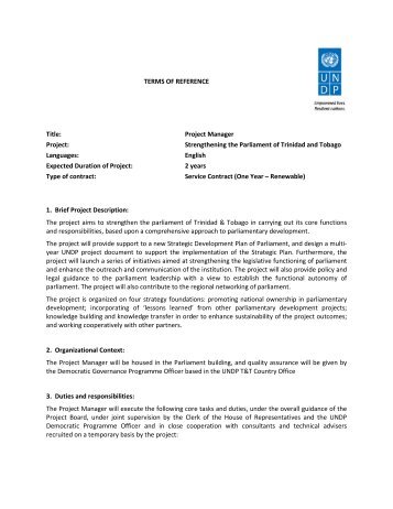 Project Manager Project - UNDP Trinidad and Tobago