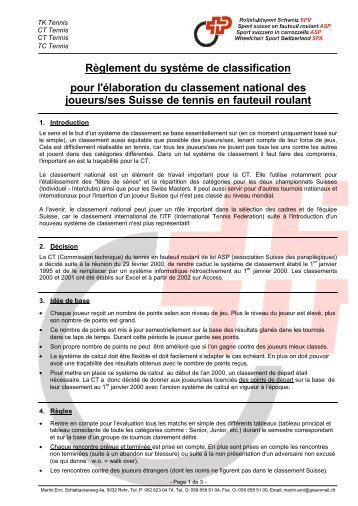 Règlement du système de classification pour l'élaboration du ...