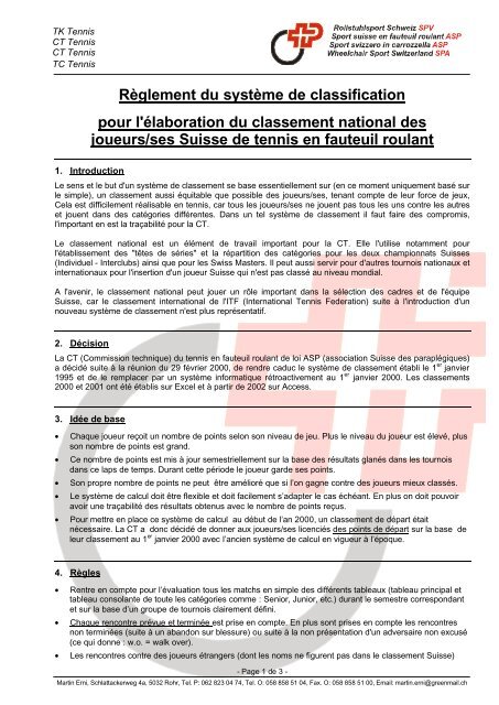 Règlement du système de classification pour l'élaboration du ...