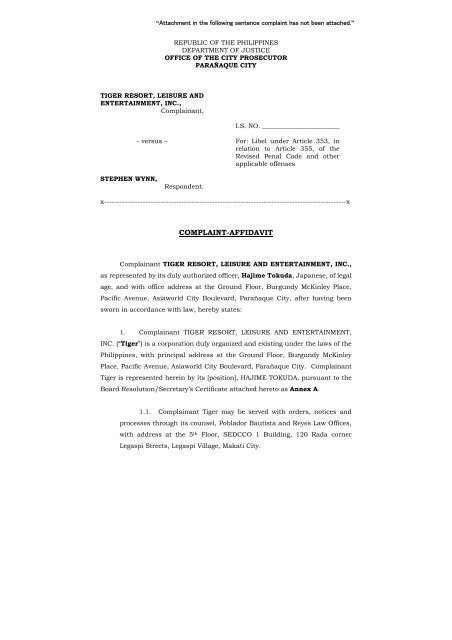 COMPLAINT-AFFIDAVIT