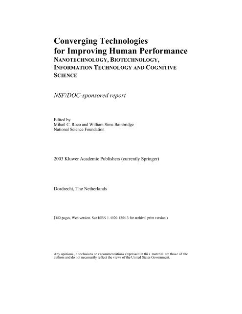 overview converging technologies for improving human performance