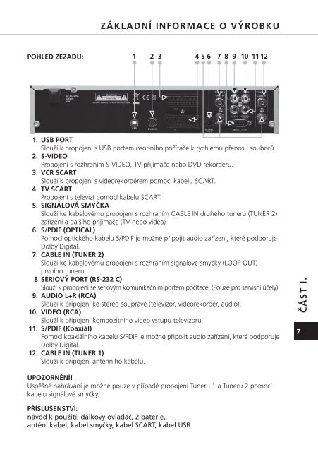 DIGITÃLNÃ KABELOVÃ PÅIJÃMAÄ HANDAN CV-6000 DVR - UPC