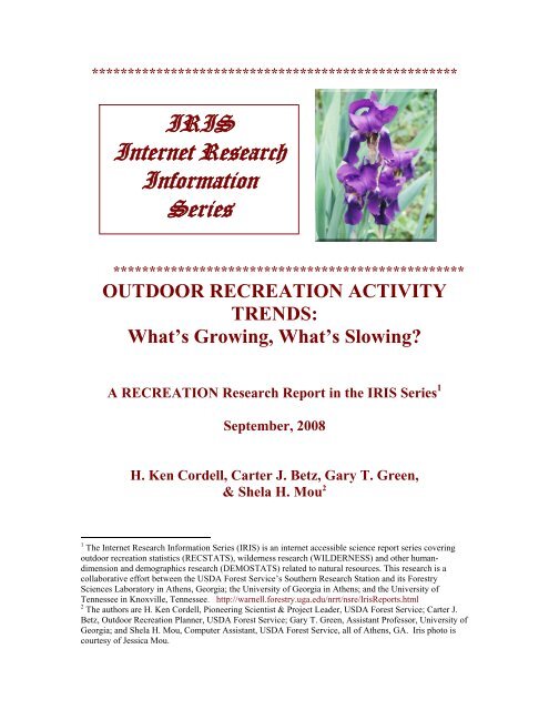 Outdoor Recreation Activity Trends - University of Georgia