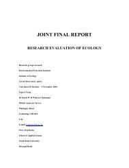 joint final report research evaluation of ecology