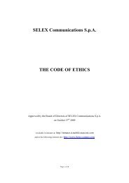 SELEX Communications S.p.A. THE CODE OF ETHICS